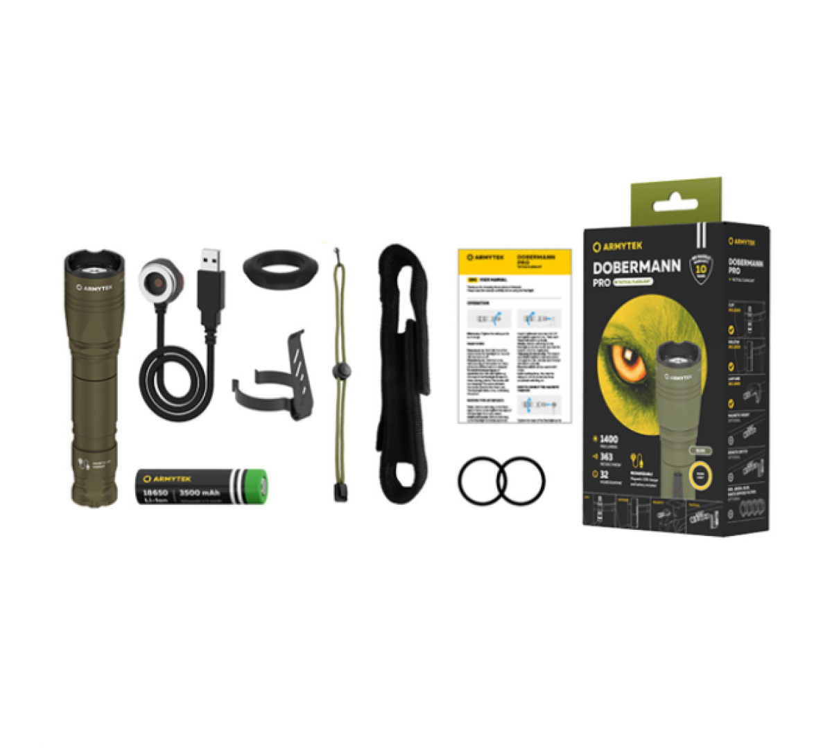 Фонарь Armytek Dobermann Pro Magnet USB Sand XHP35 HI тёплый