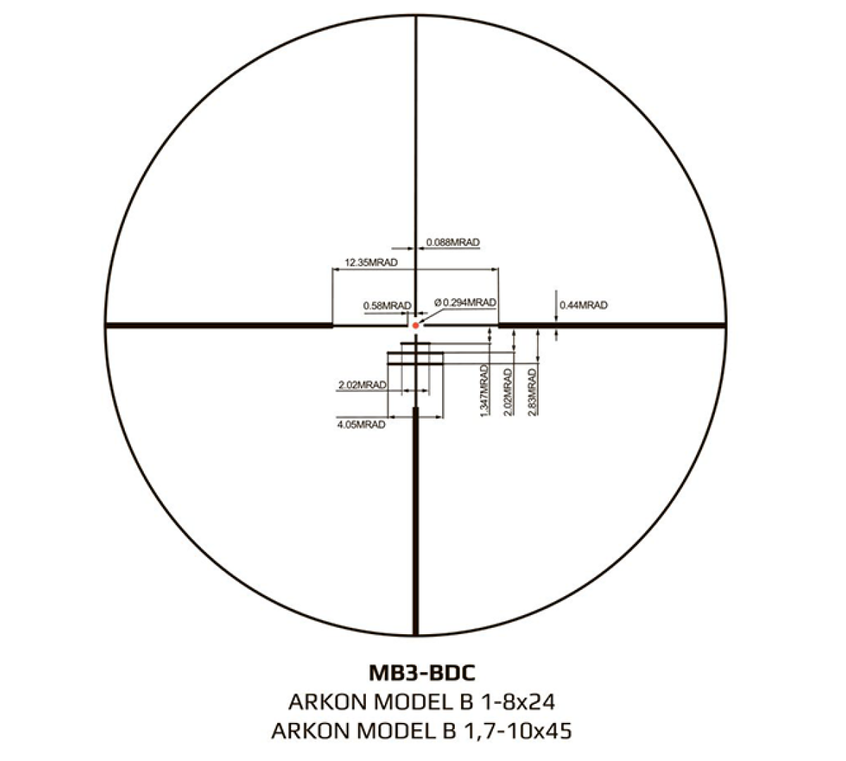 Оптический прицел ARKON Model B 1-8x24